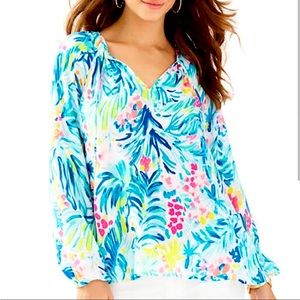 Lilly Pulitzer Colby Top in Tippy Top Blue size XXS